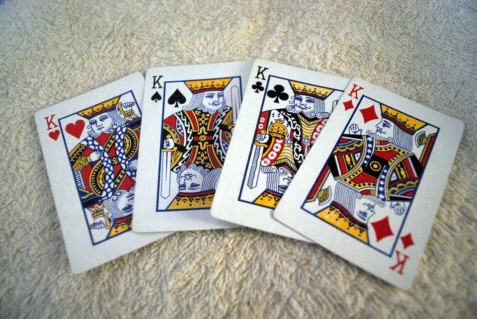 Four Different King Cards in a Standard Deck for Kings Corner Card Game